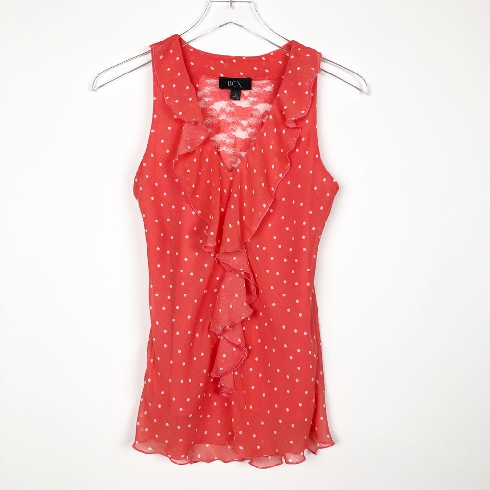 BCX Polka Dot and Lace Top